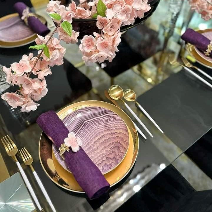 Amethyst Agate-Pattern Salad Plates — Set of 4