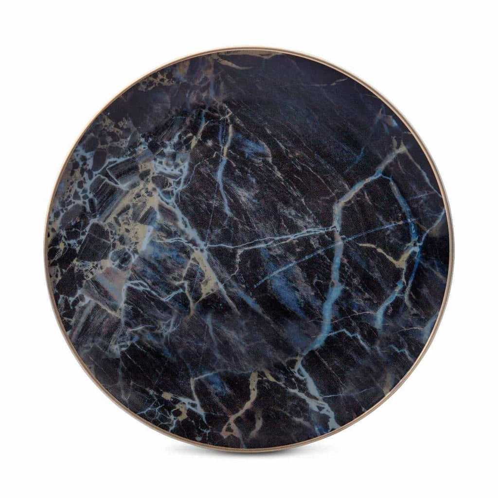 Black Marble-Pattern Salad Plates — Set of 4