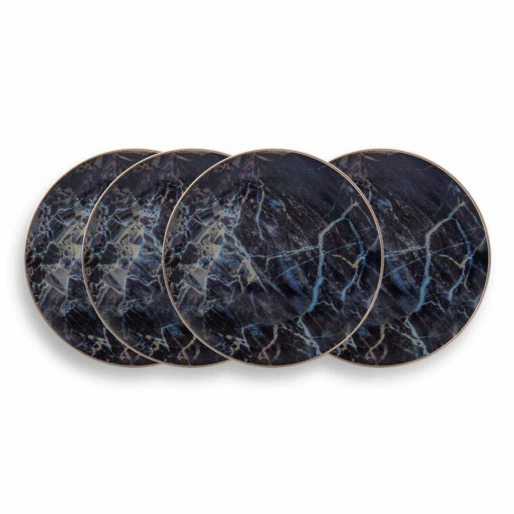 Black Marble-Pattern Salad Plates — Set of 4