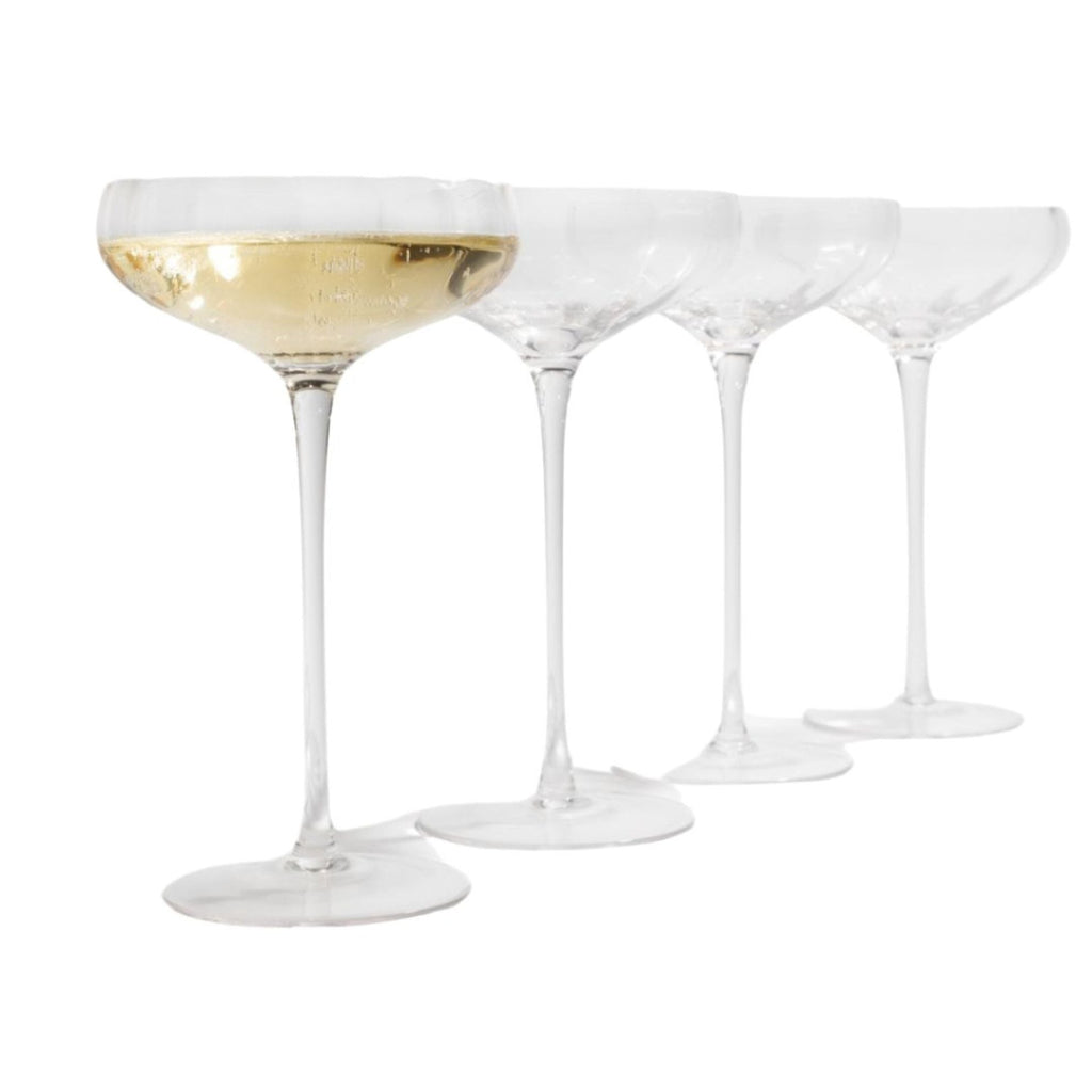 Rounded Optic Coupe Glasses — Set of 4