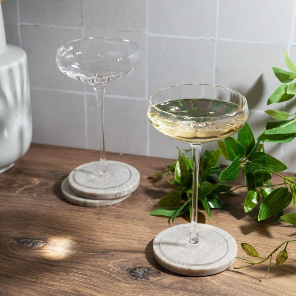 Rounded Optic Coupe Glasses — Set of 4