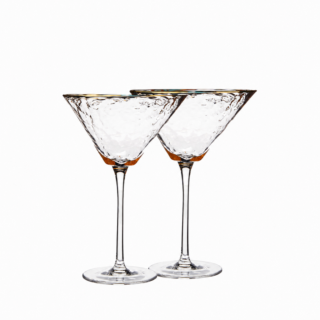Clear Hammered Martini Glasses — Set of 2