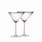 Clear Hammered Martini Glasses — Set of 2