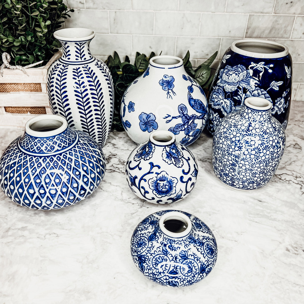 Samira Blue & White Decorative Vases
