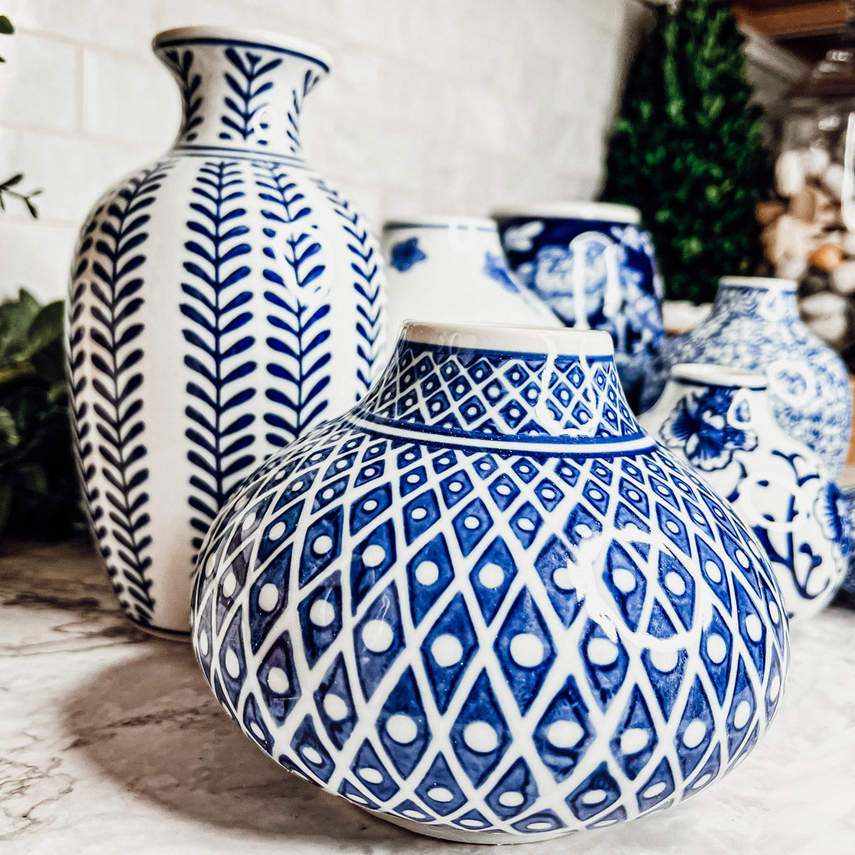 Samira Blue & White Decorative Vases