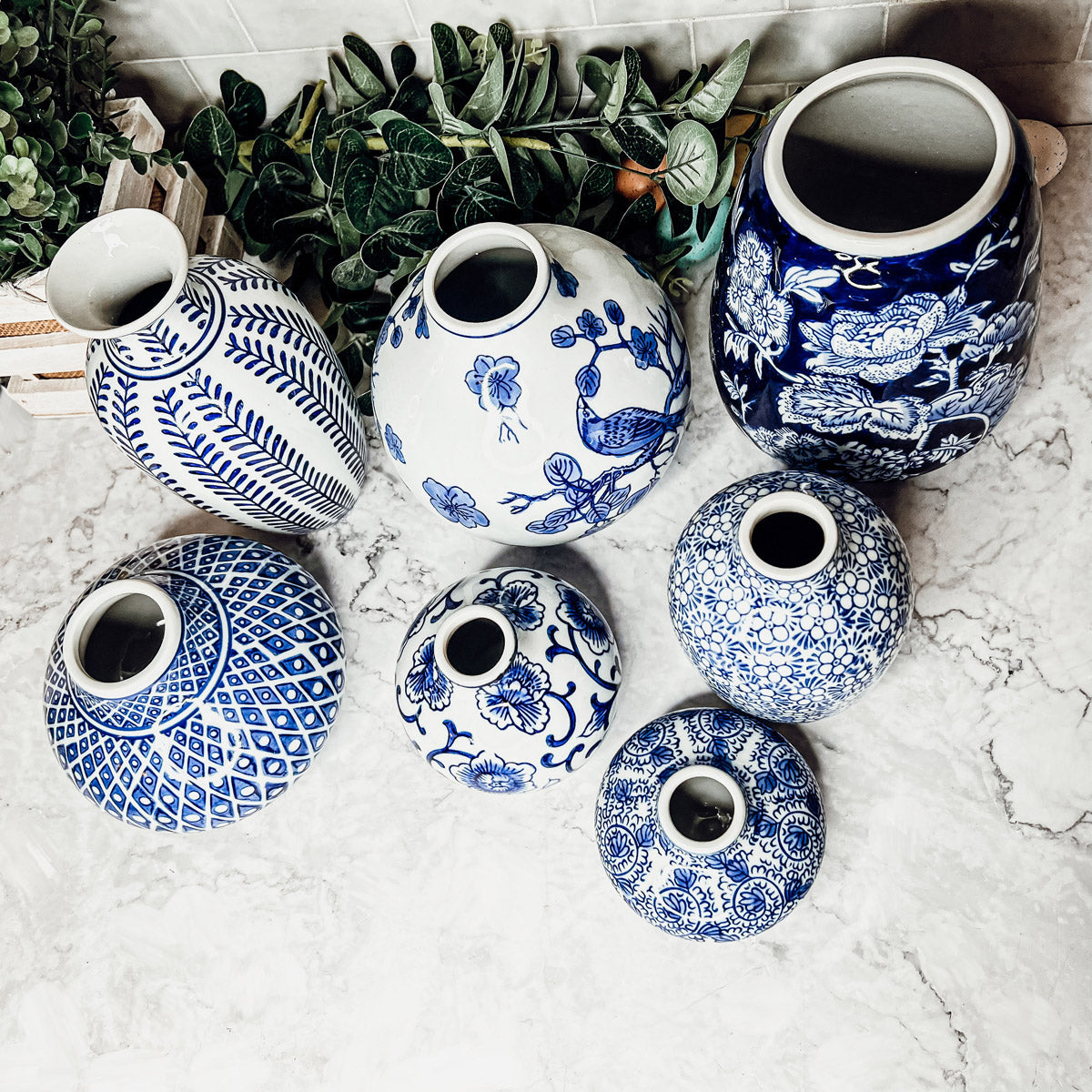 Samira Blue & White Decorative Vases