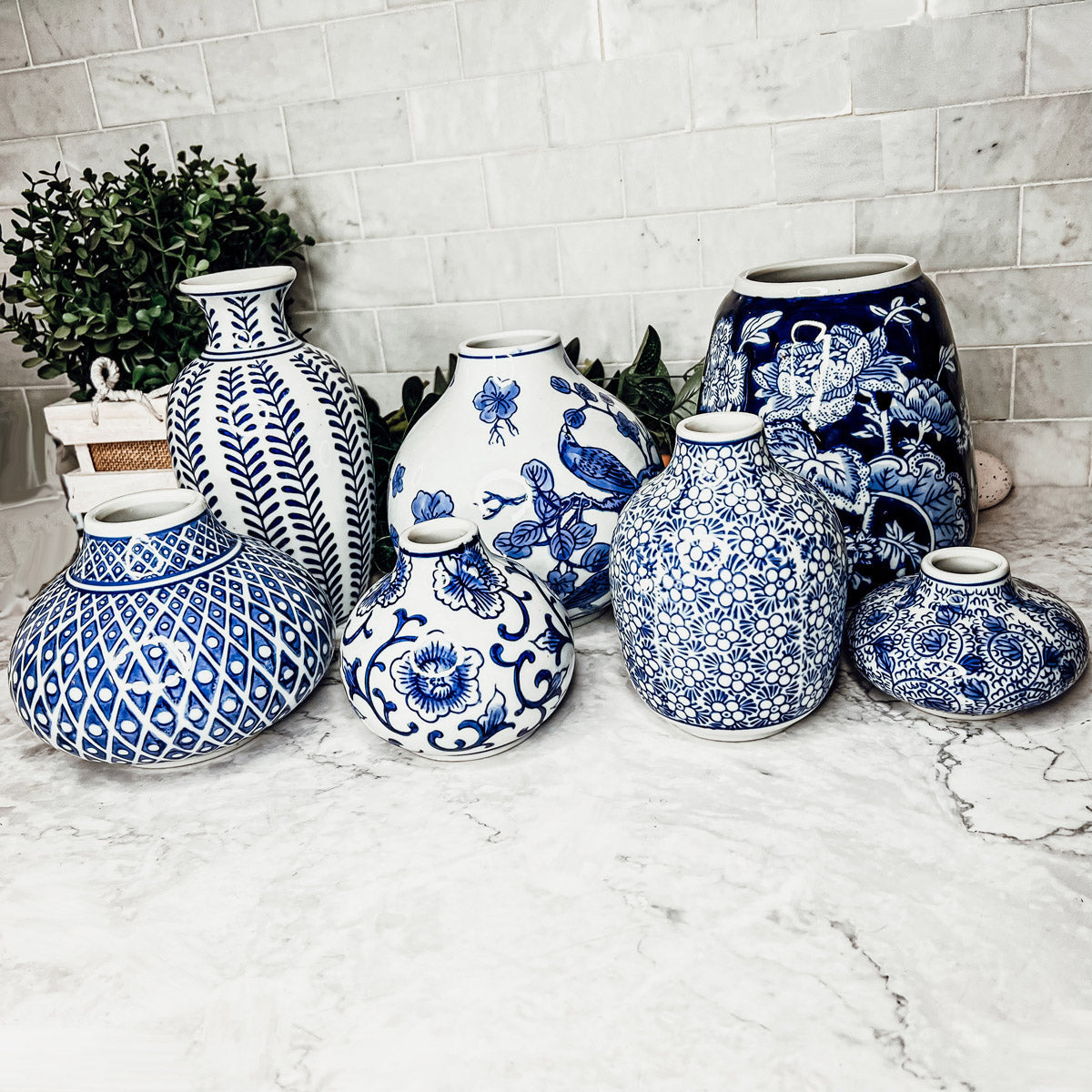 Samira Blue & White Decorative Vases