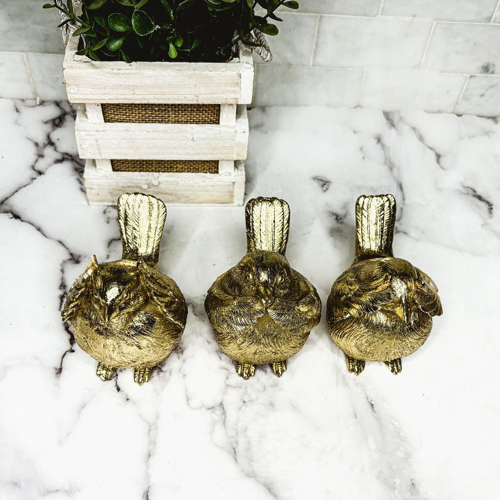 Three Wise Birds Gold Resin Figurines
