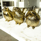 Three Wise Birds Gold Resin Figurines