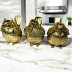 Three Wise Birds Gold Resin Figurines