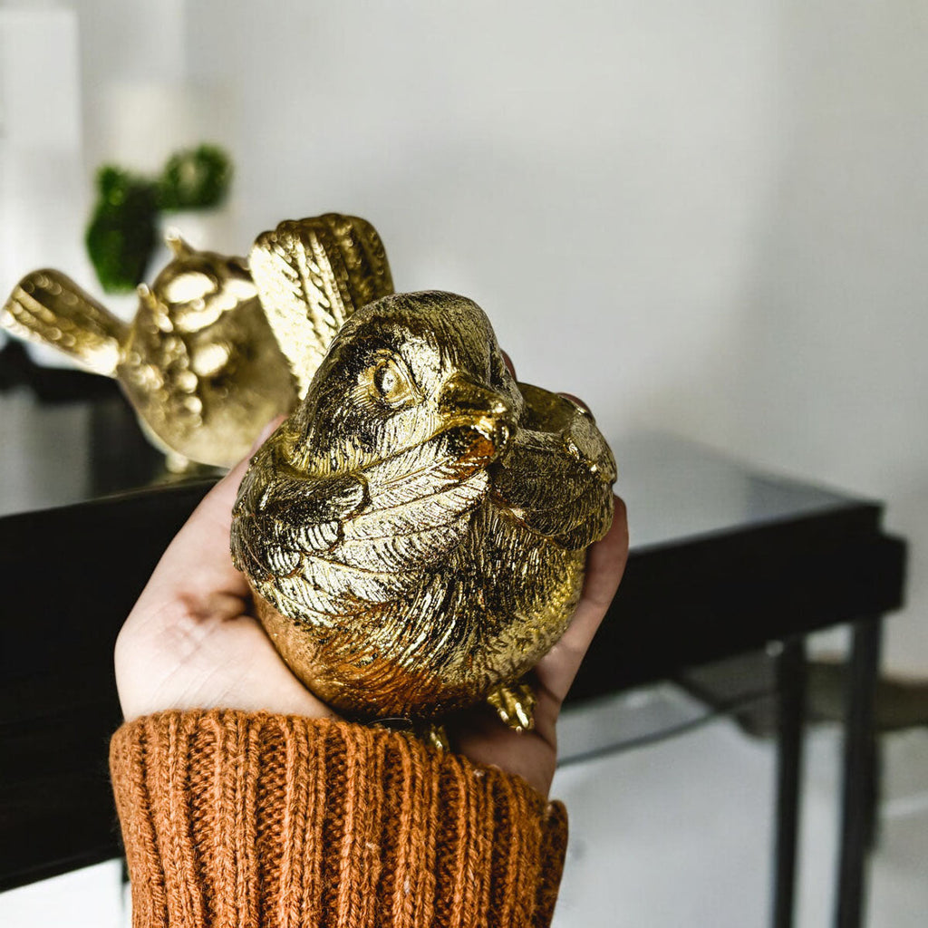 Three Wise Birds Gold Resin Figurines