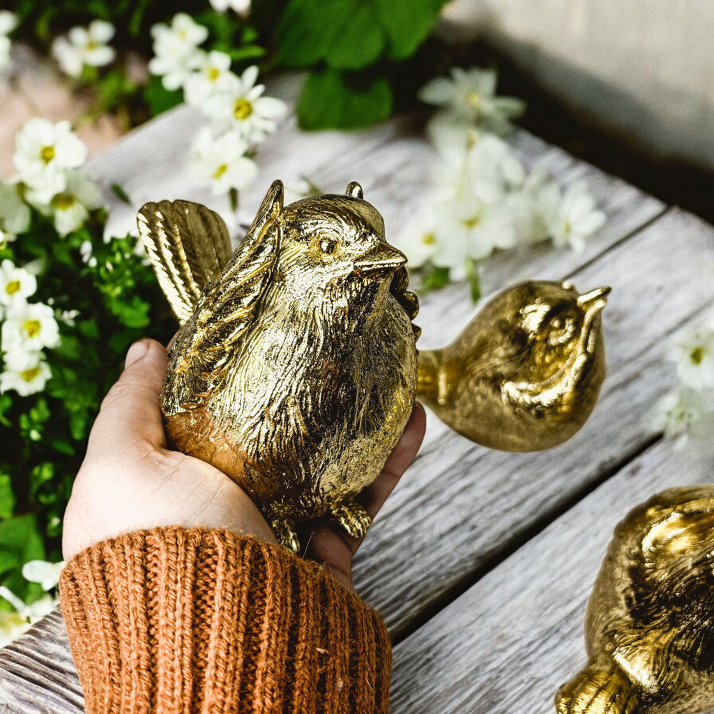 Three Wise Birds Gold Resin Figurines