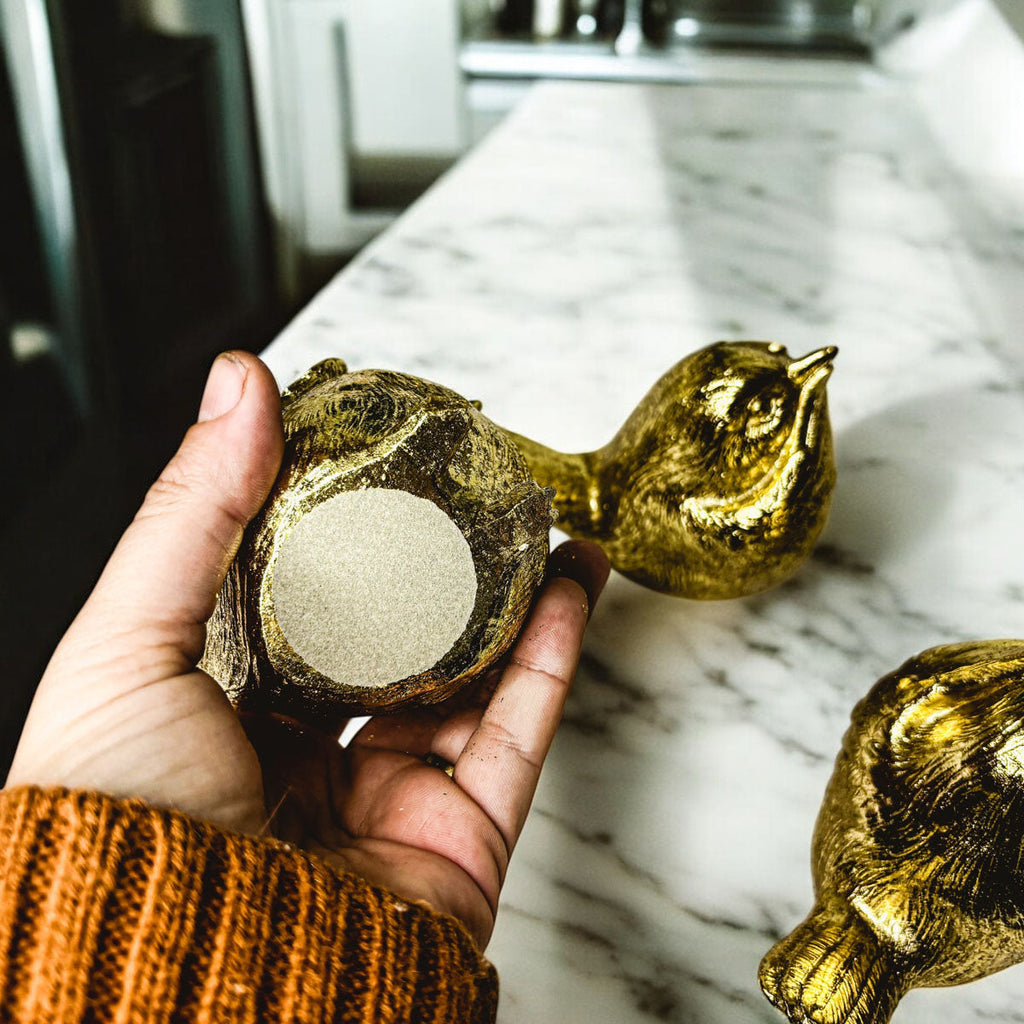 Three Wise Birds Gold Resin Figurines