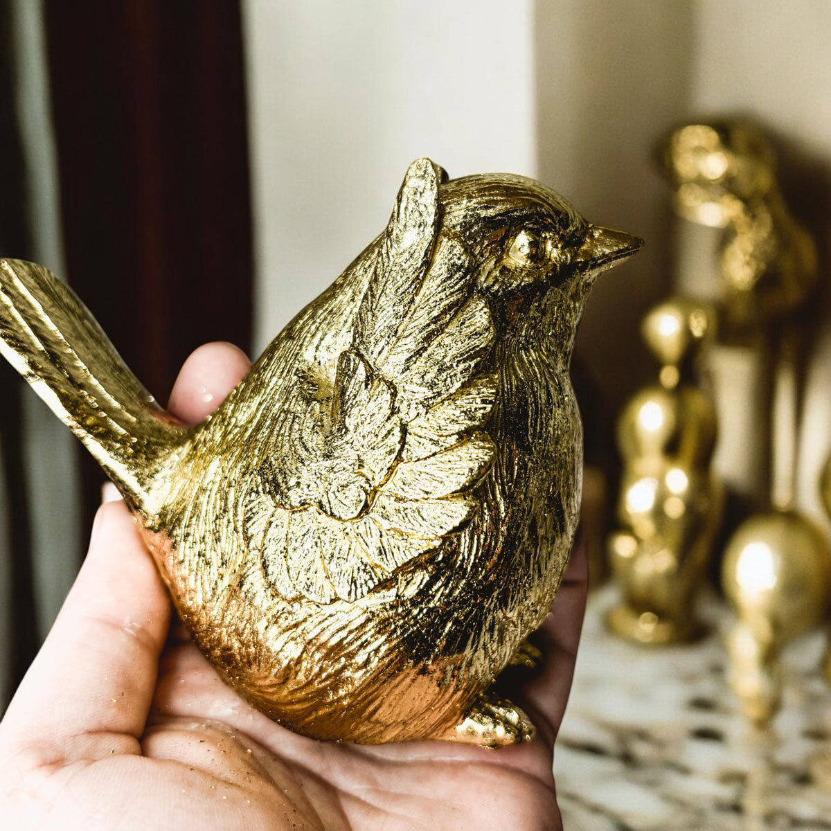 Three Wise Birds Gold Resin Figurines