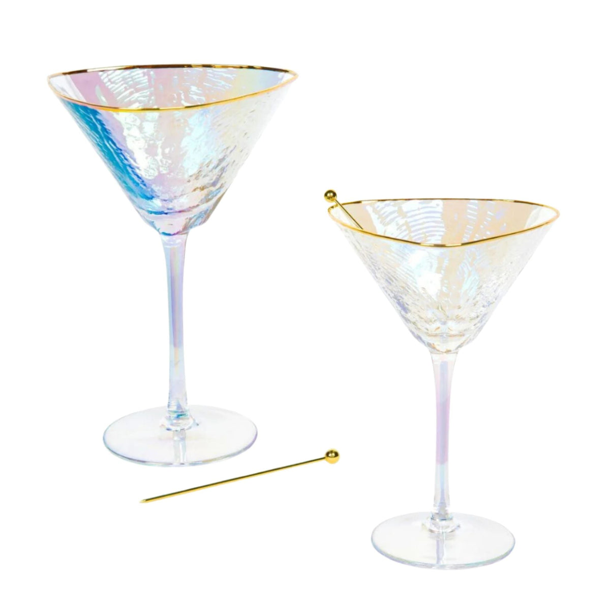 Iridescent Hammered Martini Glasses — Set of 2