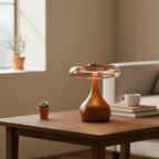 Mid-Century Wood & Glass Disc Table Lamp