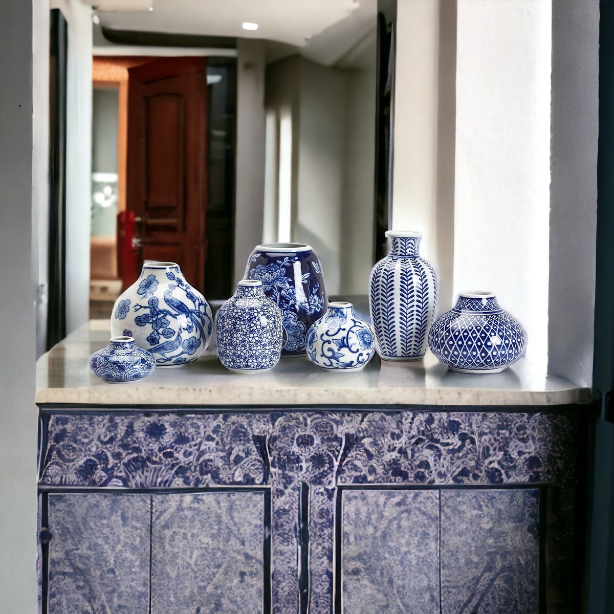 Samira Blue & White Decorative Vases