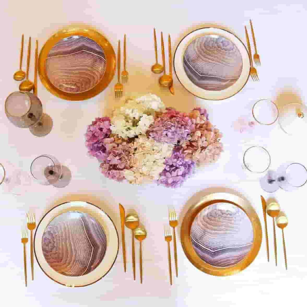 Amethyst Agate-Pattern Salad Plates — Set of 4