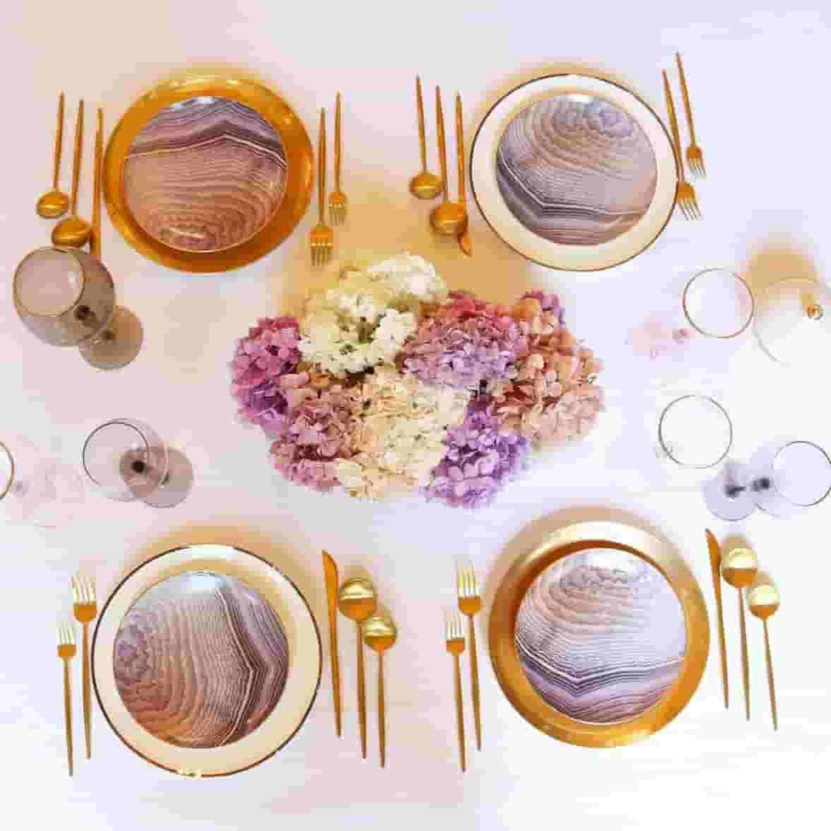 Amethyst Agate-Pattern Salad Plates — Set of 4