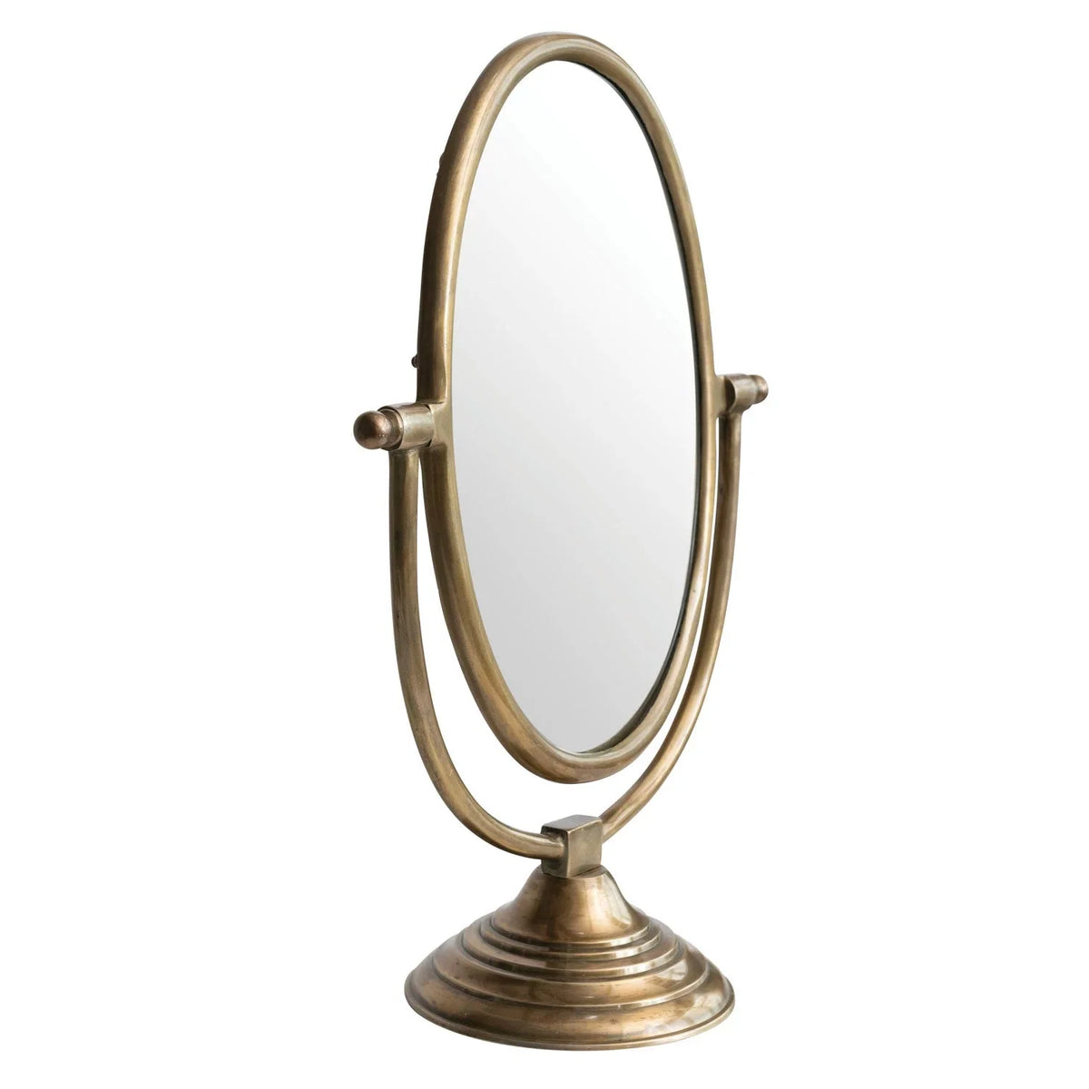 Austine Framed Mirror on Stand – Antique Brass Finish
