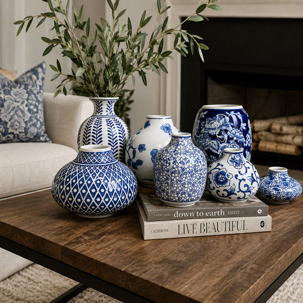 Samira Blue & White Decorative Vases