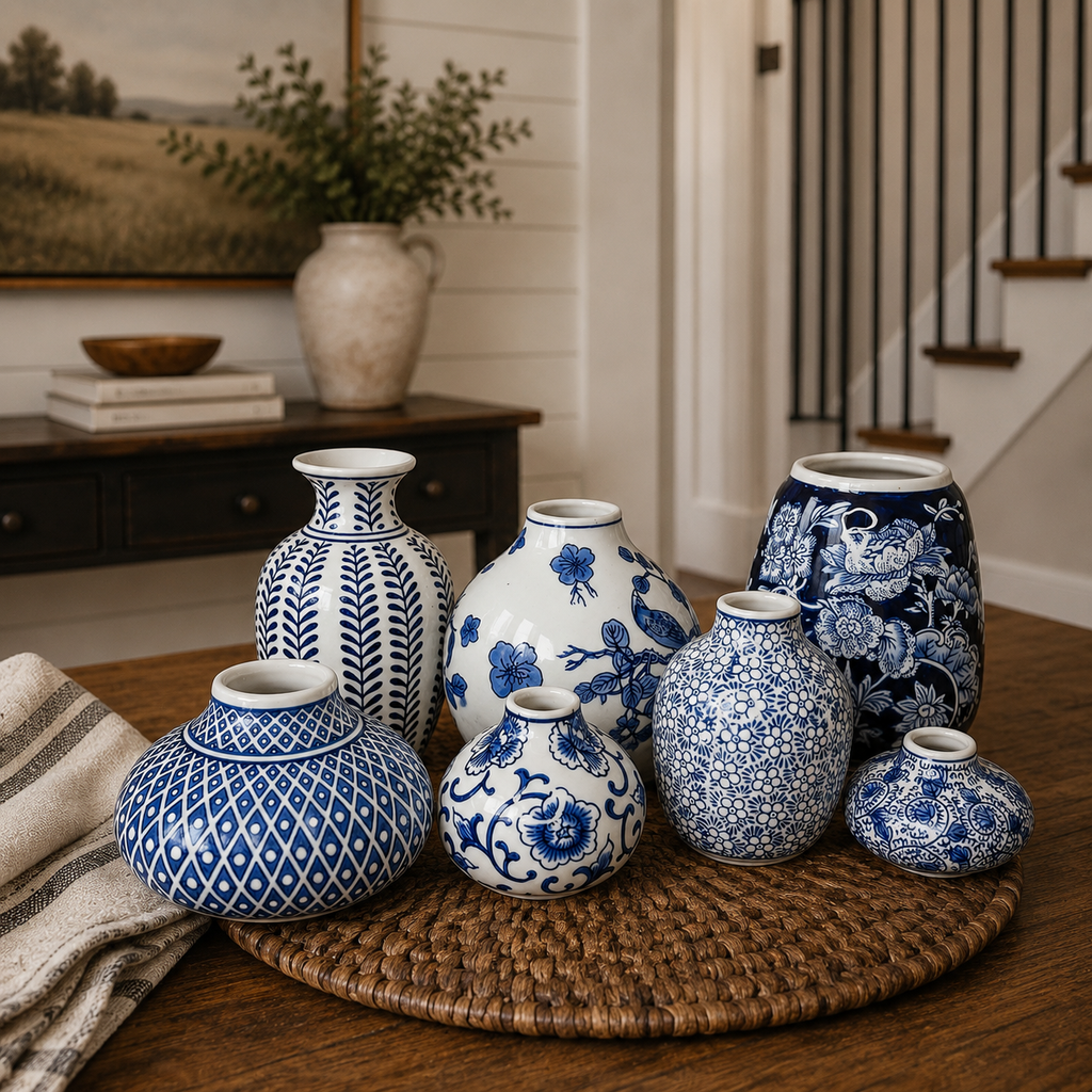Samira Blue & White Decorative Vases