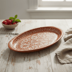 Talavera Oval Platter | Brown & White Tray