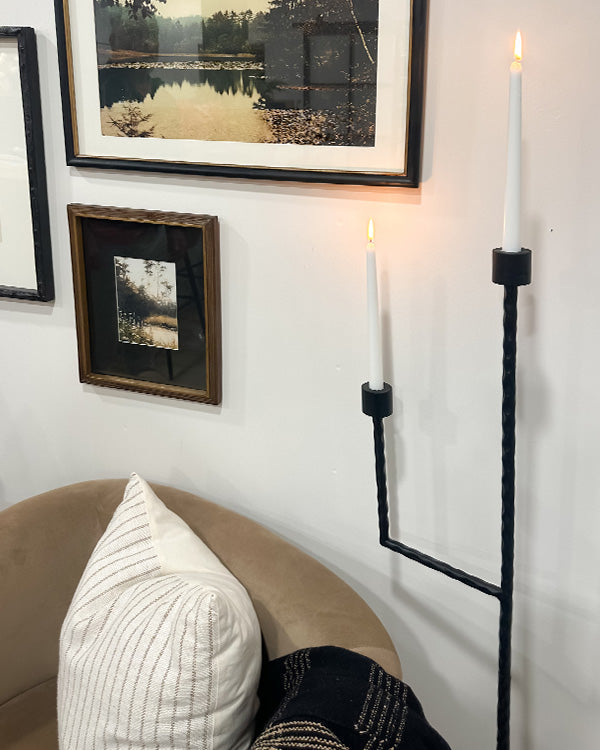 50-Inch Black Iron Floor Candelabra