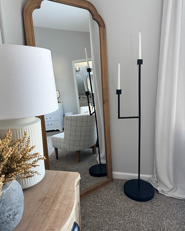 50-Inch Black Iron Floor Candelabra