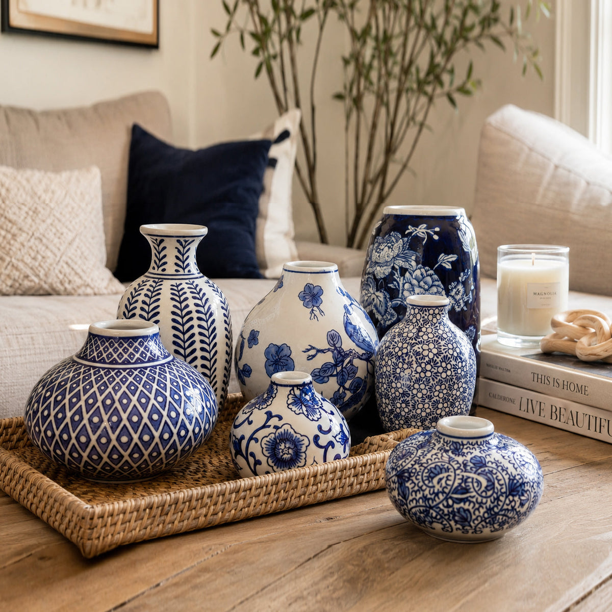 Samira Blue & White Decorative Vases