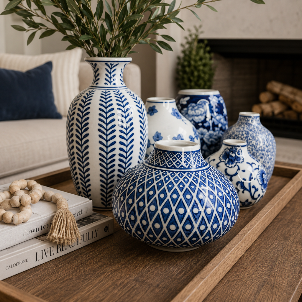 Samira Blue & White Decorative Vases