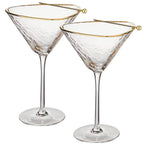 Clear Hammered Martini Glasses — Set of 2
