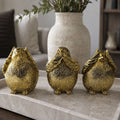 Three Wise Birds Gold Resin Figurines