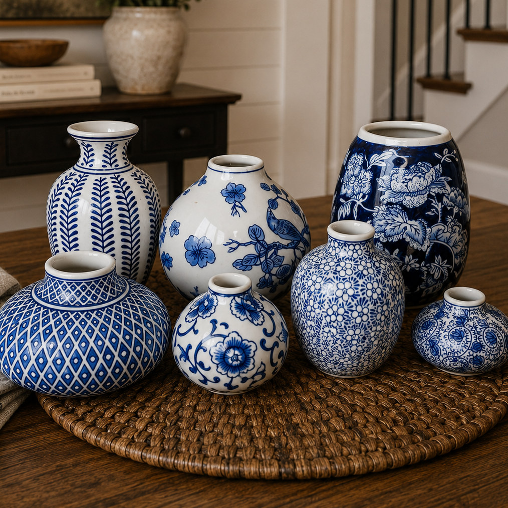 Samira Blue & White Decorative Vases