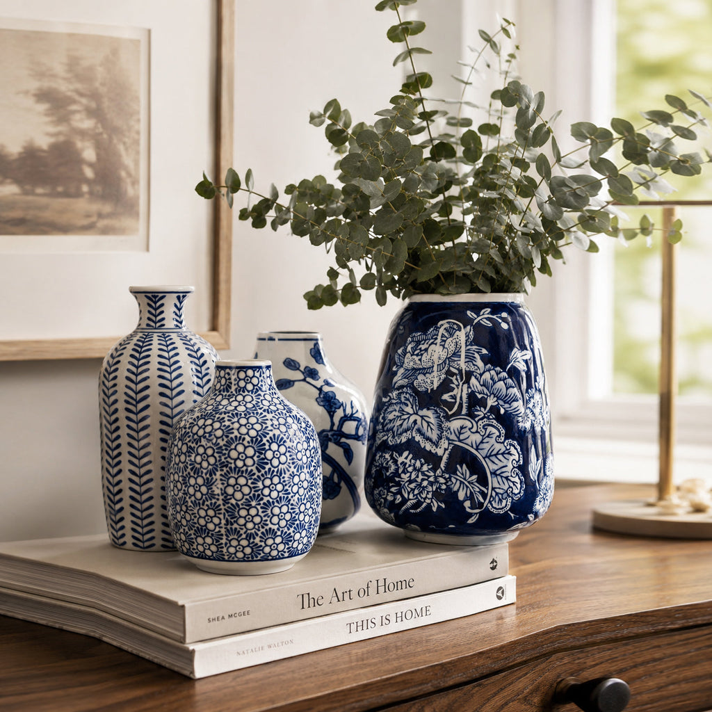 Samira Blue & White Decorative Vases
