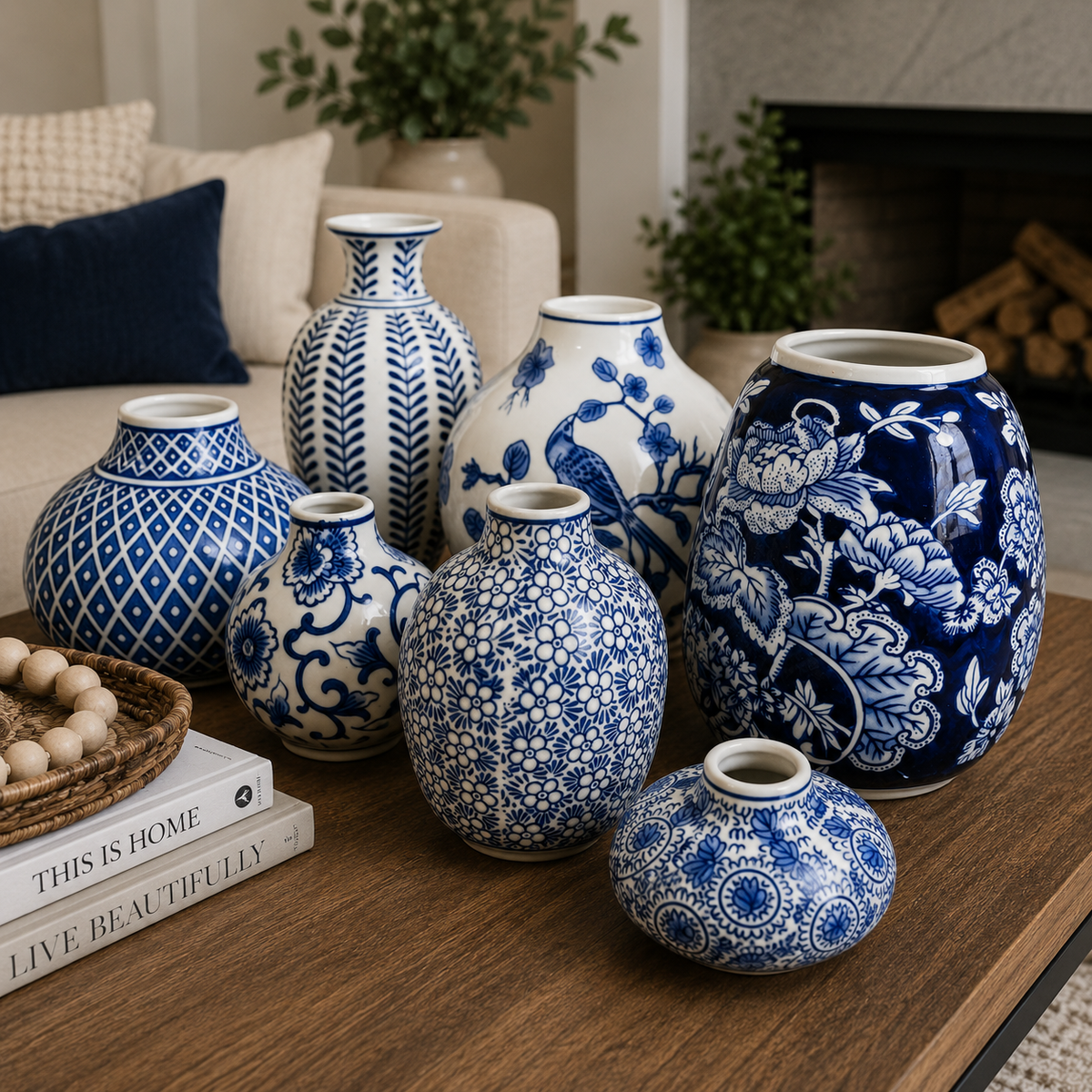 Samira Blue & White Decorative Vases