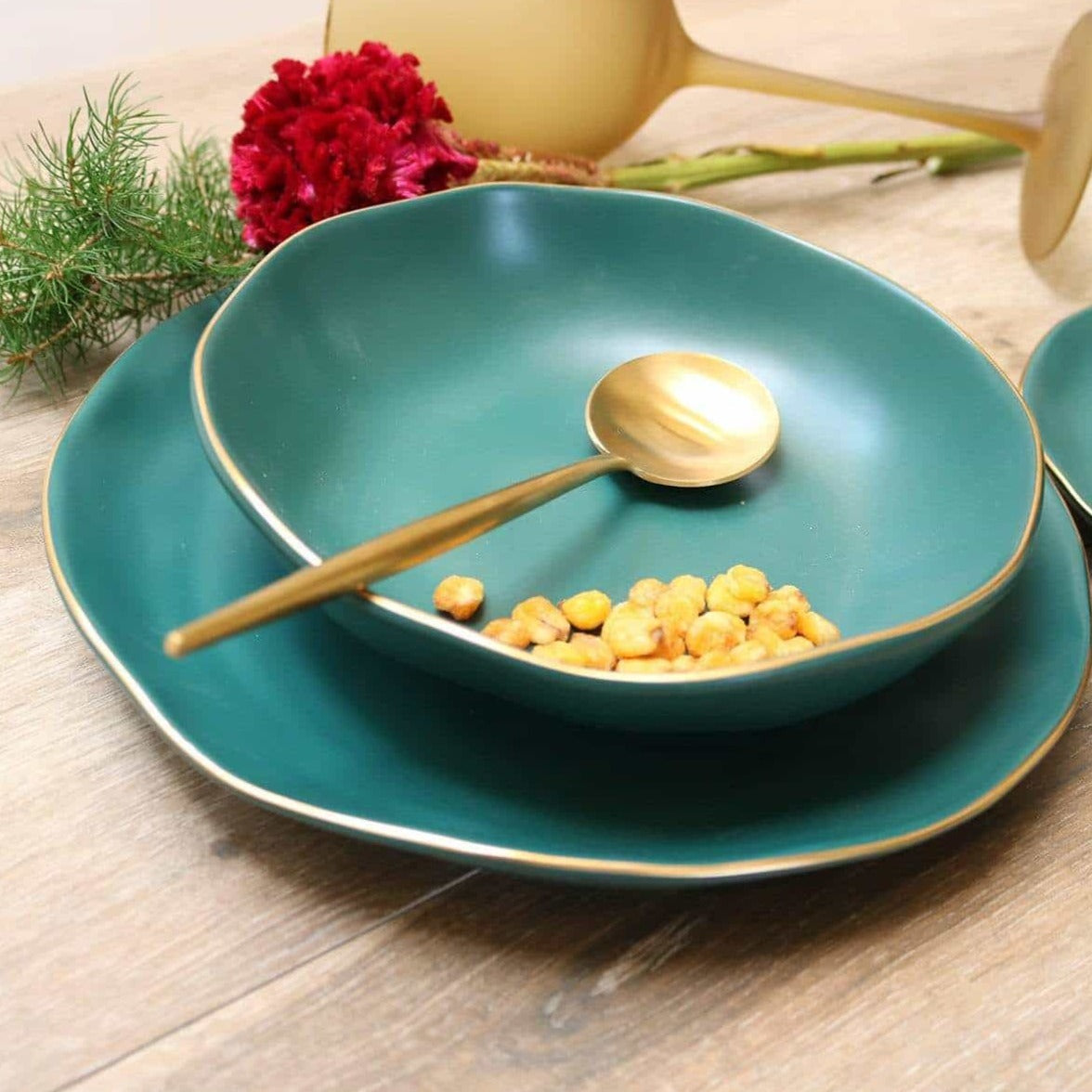 Pine Green Soup Bowls — Set of 4