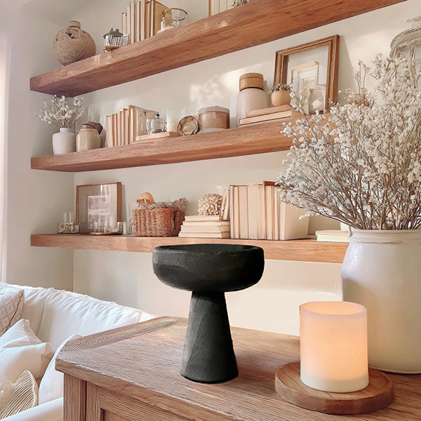 Black Paulownia Wood Pedestal Bowl