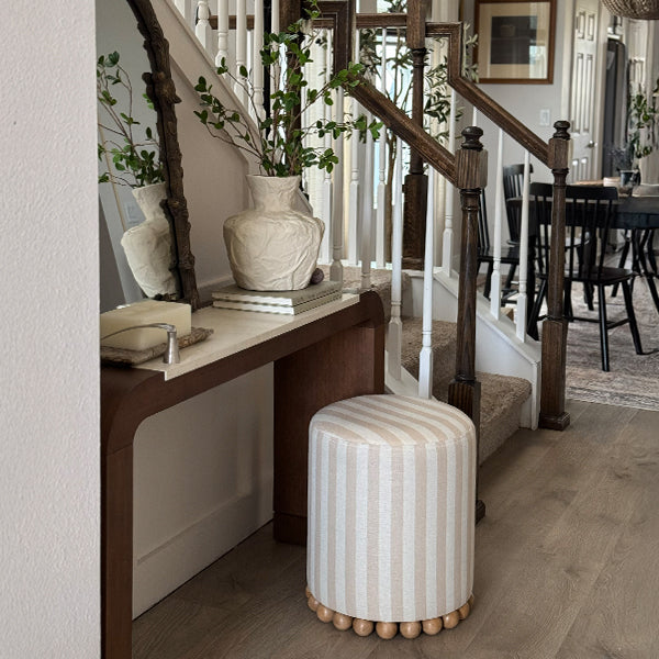 Striped Upholstered Stool Ottoman