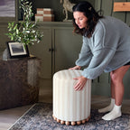 Striped Upholstered Stool Ottoman