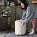 Striped Upholstered Stool Ottoman