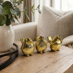 Three Wise Birds Gold Resin Figurines
