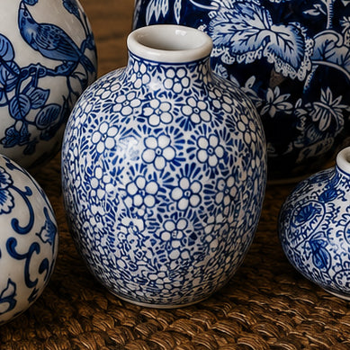 Samira Blue & White Decorative Vases