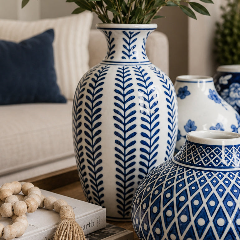 Samira Blue & White Decorative Vases