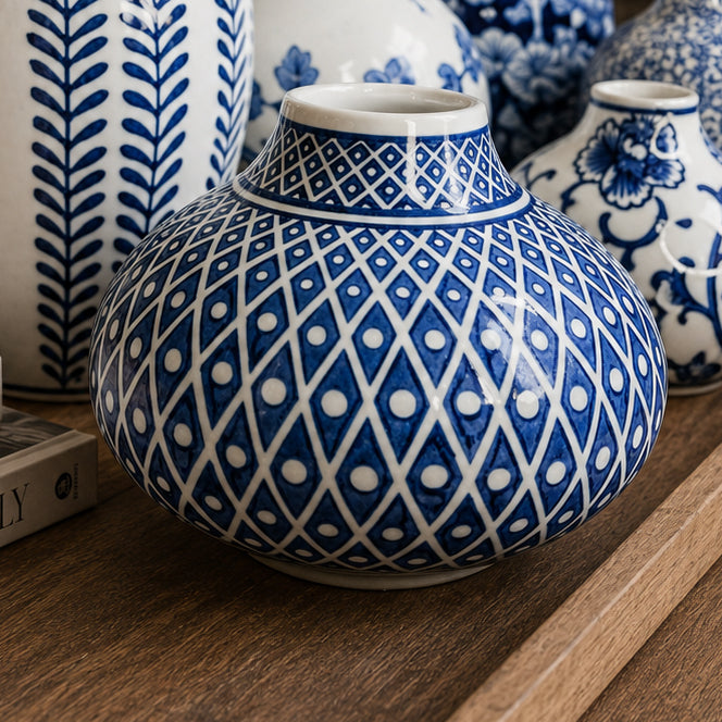 Samira Blue & White Decorative Vases