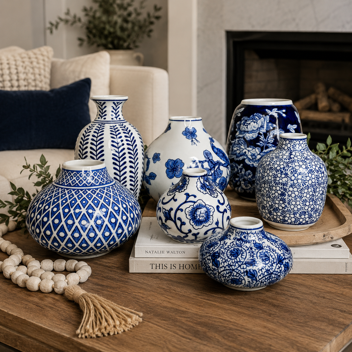 Samira Blue & White Decorative Vases